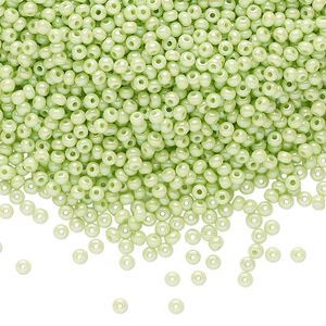 Seed bead, Preciosa Ornela Czech glass, pkg/500g, #11 rocaille, opaque rainbow pale green, (54410).