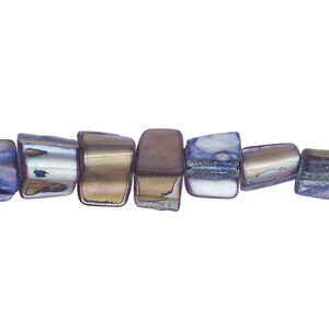 Mother-of-pearl shell 1pkg1, triangle tube bead 15 inch cornflower blue 7x6mm-12x9mm
