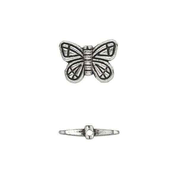 Bead 1pkg20 silver-plated "pewter", 15x10mm butterfly, antique image number 0