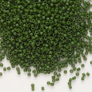 Seed bead, Delica&reg; 1pkg7.5g glass, #11 round, opaque matte jade green green / outside dyed (DB-0797)