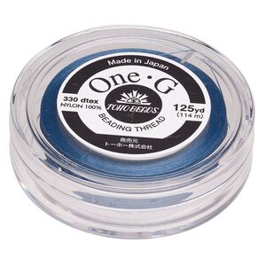 Thread, TOHO BEADS&reg;, One-G&trade; 1pkg125yd, nylon, blue, size 0.