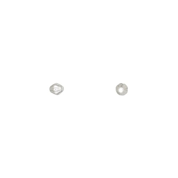 Bead 1pkg100 silver-plated, 3mm corrugated double cone, brass image number 0