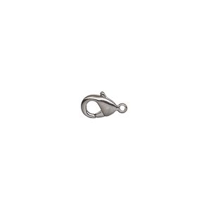 Clasp lobster claw 1pkg100 gunmetal-plated, 7x5mm, brass 1-strand