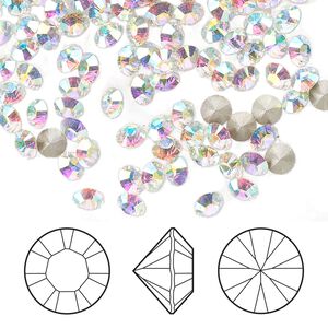Chaton 144pk crystal AB foil back, Crystal Passions&reg; 4mm round PP32 1028