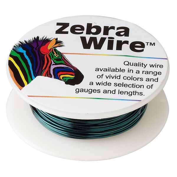 Wire, Zebra Wire&trade;, color-coated copper, forest green, round, 22 gauge. Sold per 15-yard spool. image number 0