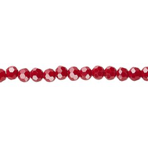 Bead 1pk 32 facets opaque red, Celestial Crystal&reg; 4mm round 15.5-16 inch