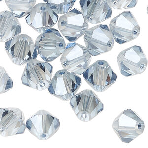 Bead 48pk translucent crystal silver night, Celestial Crystal&reg; 10mm bicone
