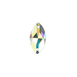 Sew-on 36pk crystal AB foil back, Swarovski&reg; 18x9mm navette 3223