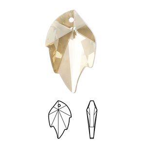 Drop 30pk crystal golden shadow, Swarovski&reg; 26x16mm pendant leaf 6735