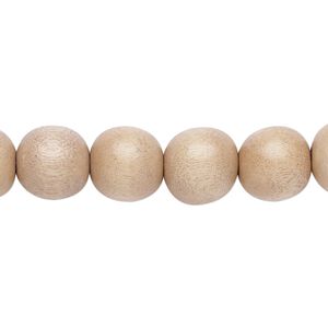 Bead 1pkg1, Taiwanese cheesewood (dyed / waxed), light mauve, 9-10mm round, 15-1/2 to 16 inches.