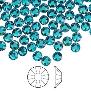 Flat back 144pk blue zircon foil back, Preciosa Viva 12&reg; Czech crystal rhinestone 4.6-4.8mm chaton rose round SS20