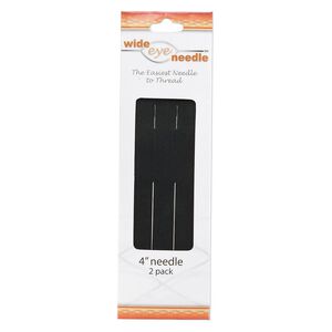 Needle, Wide-Eye Needle&trade;, flexible, nickel-plated carbon steel, #14 medium, 4 inches with dual end-points. Sold per pkg of 2.