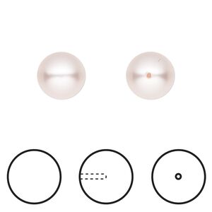 Pearl 1pkg4 rosaline, Crystal Passions&reg; 10mm half-drilled round 5818