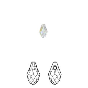 Briolette 4pk crystal AB, Crystal Passions&reg; 7x4mm pendant drop 6007