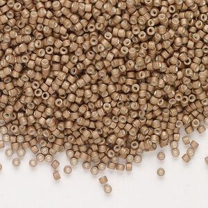 Seed bead, Delica&reg;, glass, pkg/7.5g, #11 round, opaque matte galvanized champagne (DB-1162).