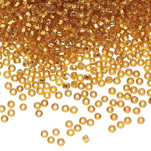 Seed bead glass 1pk #10 round, 50 gram translucent silver-lined topaz