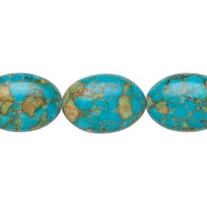 Mosaic "turquoise" (magnesite) 1pkg1, oval bead 15.5-16 inch 18x13mm