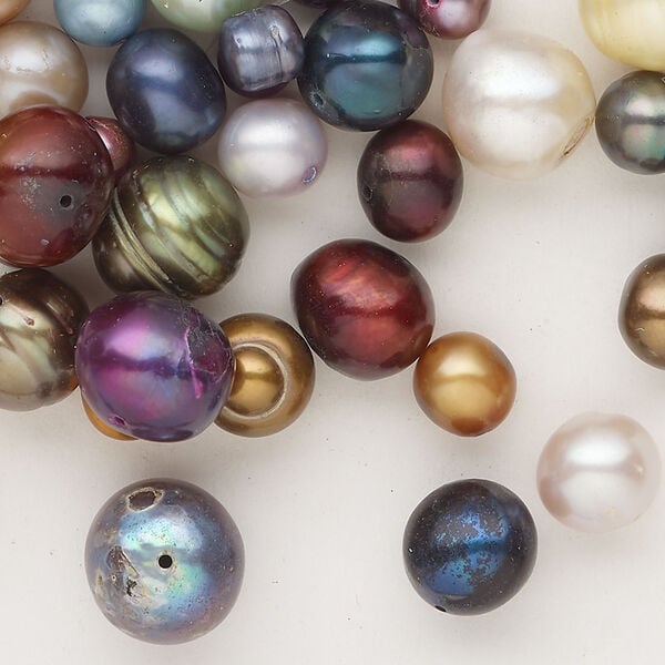 Freshwater pearl 1pkg2oz, semi-round mixed colors 5-13mm cultured mix image number 0