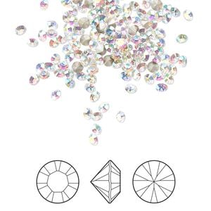 Chaton 144pk crystal AB foil back, Crystal Passions&reg; 2mm round PP18 1028