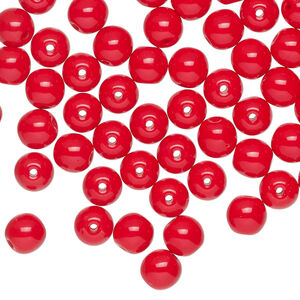 Bead 1pkg60 Czech glass druk, opaque red, 6mm round.