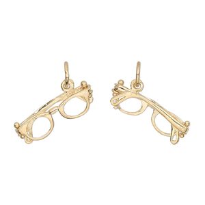 Charm, 14Kt gold, 19x6mm glasses. Sold individually.