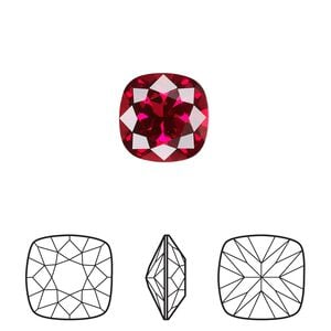 Fancy stone 1pk scarlet foil back, Crystal Passions&reg; 12mm cushion 4470