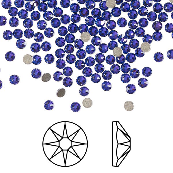 Flat back 1440pk crystal heliotrope foil back, Swarovski&reg; 2.5-2.7mm rose round SS9 2058 image number 0