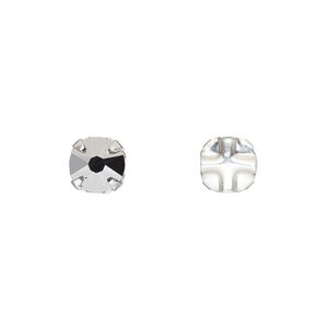 Bead 24pk crystal light chrome silver plate, Crystal Passions&reg; 6.32-6.5mm round SS30 53103