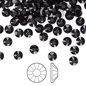 Flat back 144pk jet foil back, Preciosa Viva 12&reg; Czech crystal rhinestone 4.6-4.8mm chaton rose round SS20