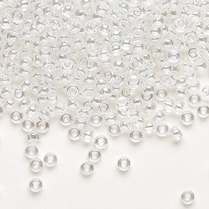 Seed bead, Miyuki, glass, pkg/250g, #8 rocaille, translucent luster crystal clear, (RR-160).