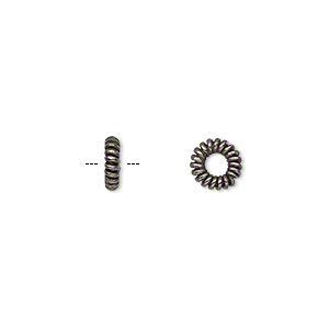 Bead 1pkg50 gunmetal-plated, 7x2mm twisted rondelle, copper