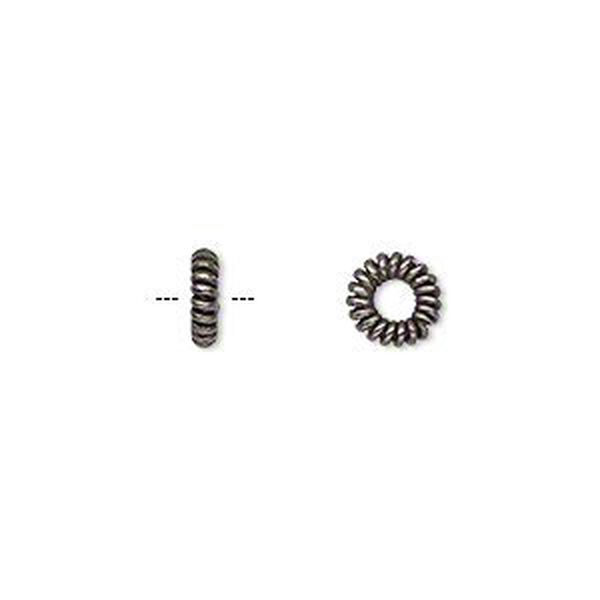 Bead 1pkg50 gunmetal-plated, 7x2mm twisted rondelle, copper image number 0