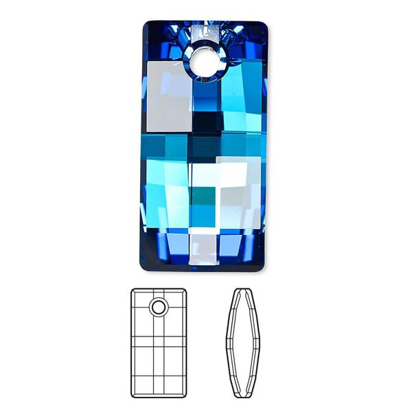 Focal 1pk crystal Bermuda blue P, Crystal Passions&reg; 30x15mm pendant urban 6696 image number 0