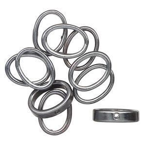 Bead frame 1pkg10 gunmetal-finished "pewter", 15x11mm oval / fits up to 11.5x7.5mm bead