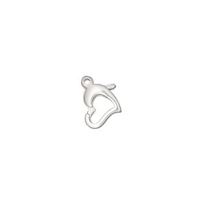 Clasp lobster claw 1pkg10 sterling silver, 9x8mm 1-strand