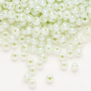 Seed bead, Preciosa Ornela Czech glass, pkg/50g, #6 rocaille, opaque luster pastel green, (37152).