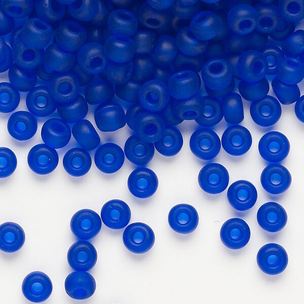 Seed bead, Miyuki, glass, pkg/25g, #6 rocaille, translucent matte cobalt (RR-151F). image number 0