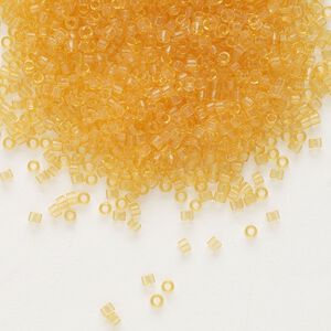 Seed bead, Delica&reg;, glass, pkg/7.5g, #11 round, transparent light topaz (DB-0702).