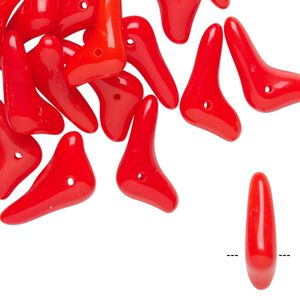 Bead, lampworked glass, opaque red, 17x5mm sprig. Sold per pkg of 24.