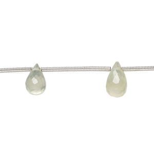 Prehnite 1pkg8, hand-cut top-drilled faceted briolette bead natural 7x5mm-10x7mm