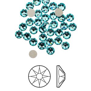 Flat back 1440pk light turquoise foil back, Swarovski&reg; 3.8-4mm rose round SS16 2088