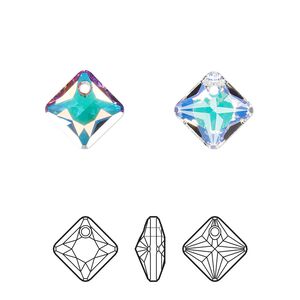 Drop 2pk crystal AB, Crystal Passions&reg; 11.5mm pendant princess cut 6431