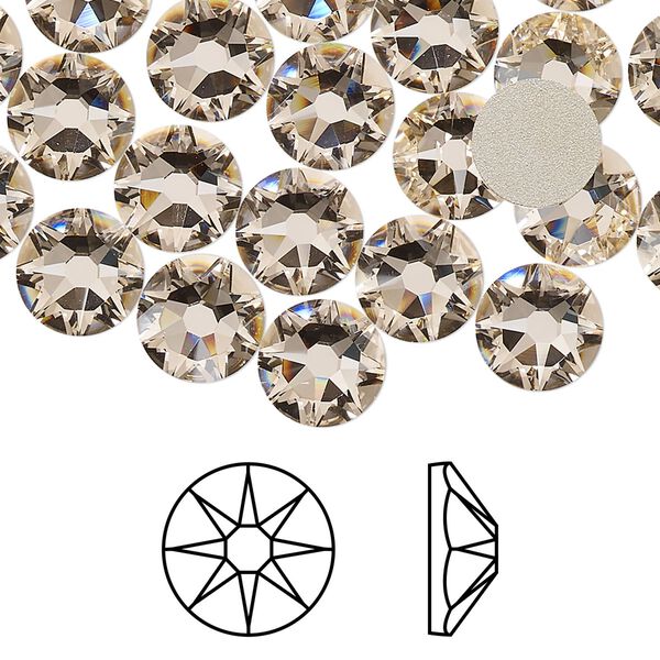 Flat back 144pk silk foil back, Swarovski&reg; 8.412-8.672mm rose round SS40 2088 image number 0