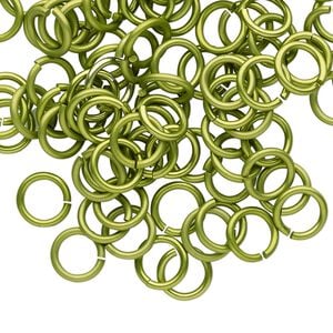 Jump ring 1pkg100 aluminum, 8mm round, 17 gauge / 5.6mm inside diameter / light green