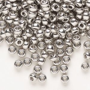 Seed bead, Miyuki, glass, pkg/4g, #6 rocaille, opaque palladium-plated (RR-194).
