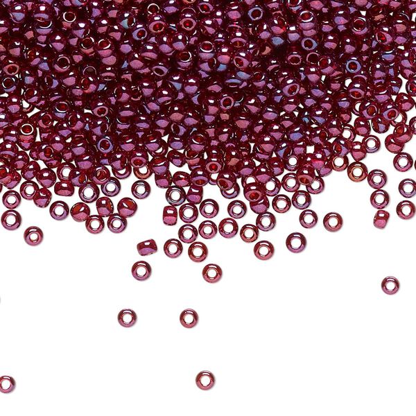 Seed bead, TOHO BEADS&reg;, glass, pkg/50g, #11 round, translucent gold luster raspberry (TR-11-332). image number 0