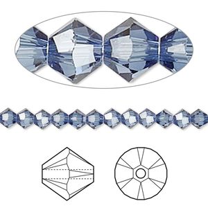 Bead 48pk denim blue, Crystal Passions&reg; 4mm bicone 5328