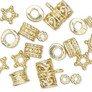 Bead mix 1pkg20 gold-finished "pewter", 5x3mm-13x9mm mixed shape
