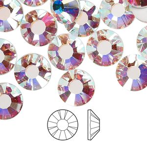 Flat back 12pk crystal AB foil back, Preciosa MAXIMA Czech crystal rhinestone 10.91-11.3mm chaton rose round SS48