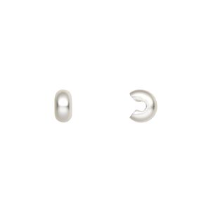 Crimp cover, silver-plated brass with satin finish, 5mm round. Sold per pkg of 100.